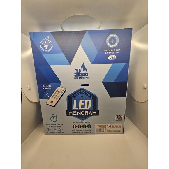 LED Electric Hanukkah Menorah - Color Changing LED Tree of Life Chanukah Menorah - Picture 3 of 4